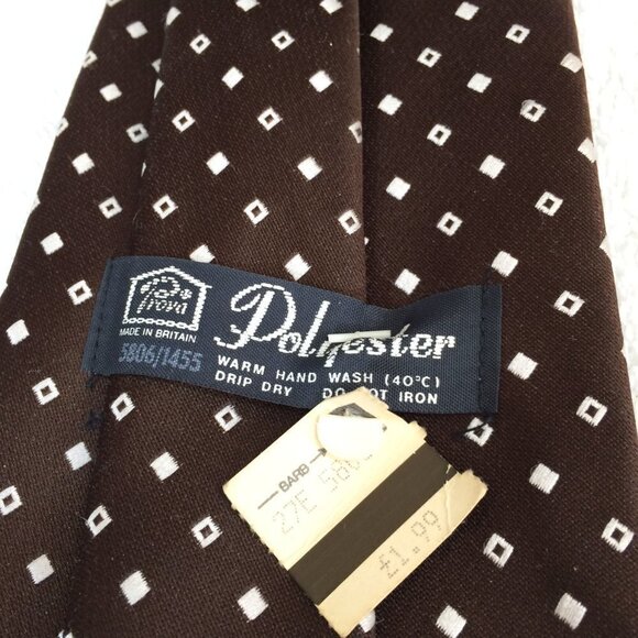 Vintage Mens Tie Prova 1990s WIDE Made in Britain Brown 100% Polyester Necktie - Picture 3 of 3